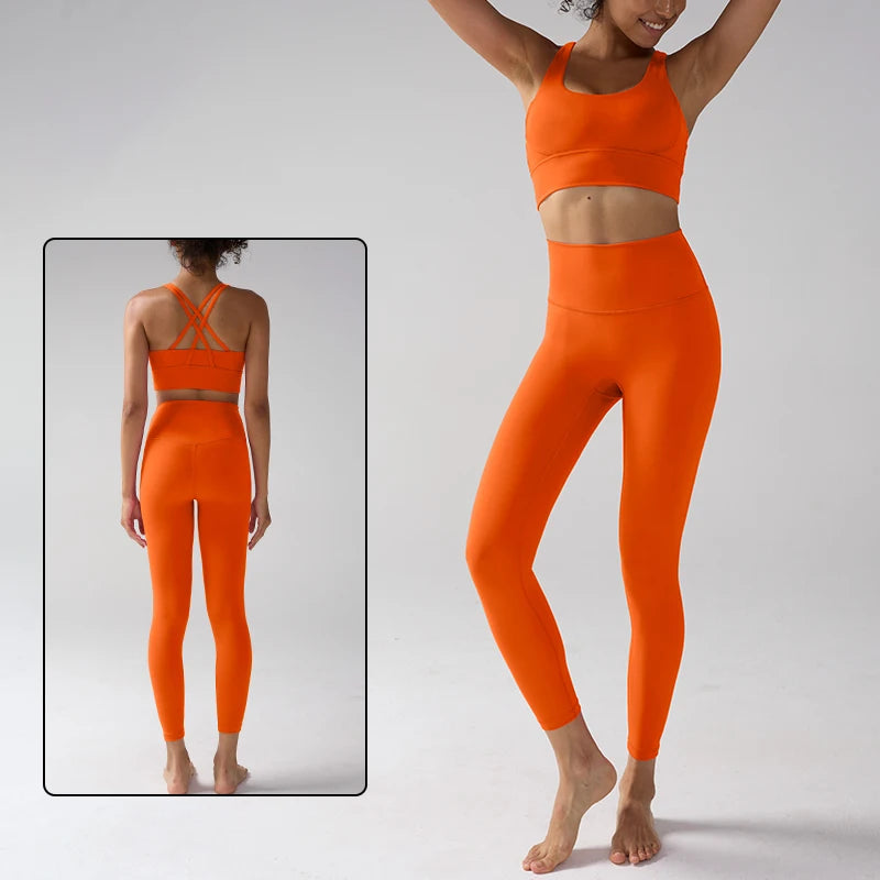 Women's Yoga Set Workout Set 2 Piece High Waist Yoga Leggings Sports Bra Gym Suit Activewear Sports Fitness Set Sports Suit - ATFH