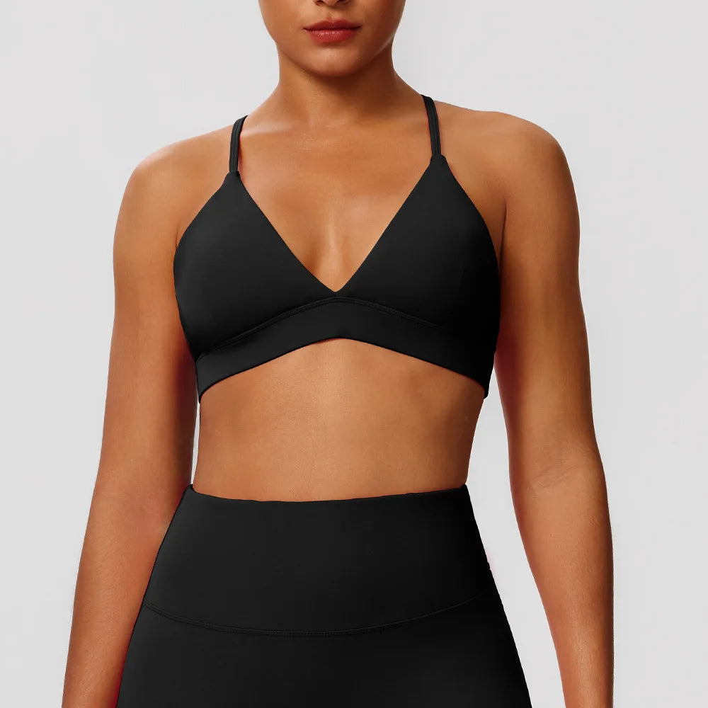 Woman Exercise sports bra back vest shockproof yoga bra quick-drying fitness top sexy cross-back beauty bra for ladies Bras - ATFH