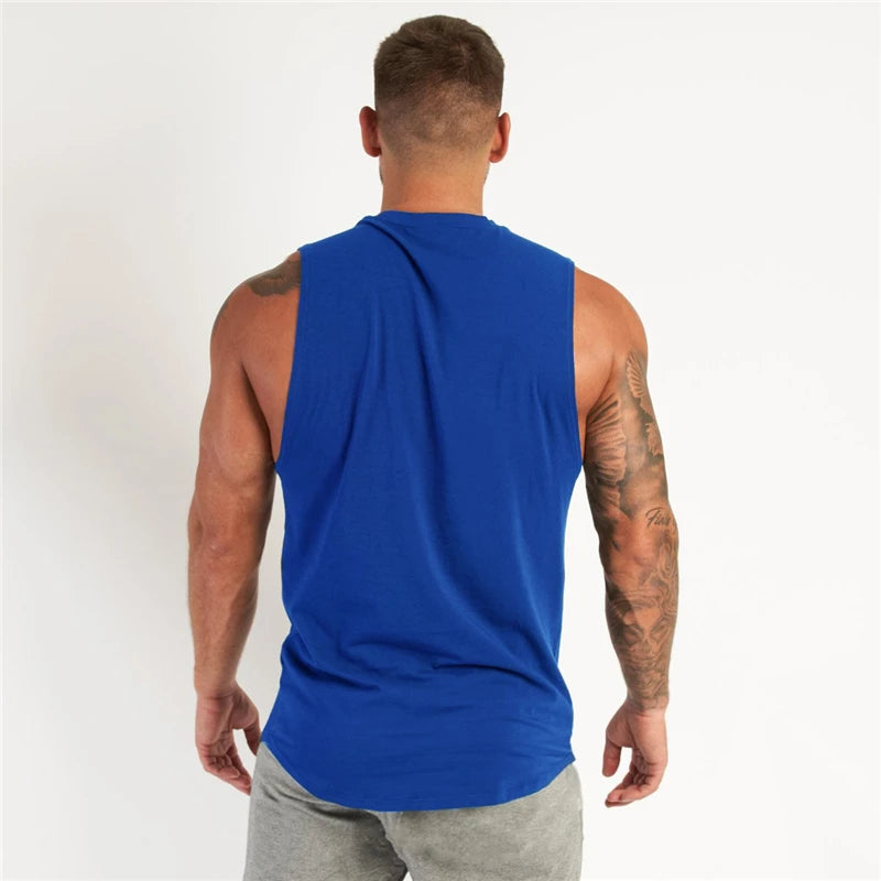 Running Vests Men Summer Cotton Gym Clothing Fitness Tank Top Muscle Bodybuilding Stringer Tank Tops Workout Sleeveless Shirt