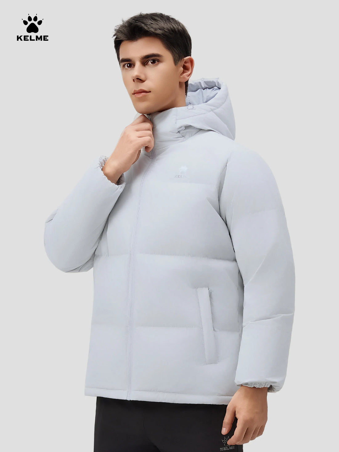 Kelme Men's Outdoor Down Jacket With Graphene Hooded Windbreaker Duck Down Insulated Fashionable Puffer Jacket