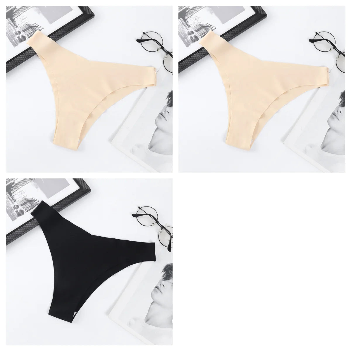 3Pcs/Set Women Ice Silk Panties V-Waist Low Rise Briefs Seamless Underwear Female Quick-Drying Underpants Sexy Lingerie S-L