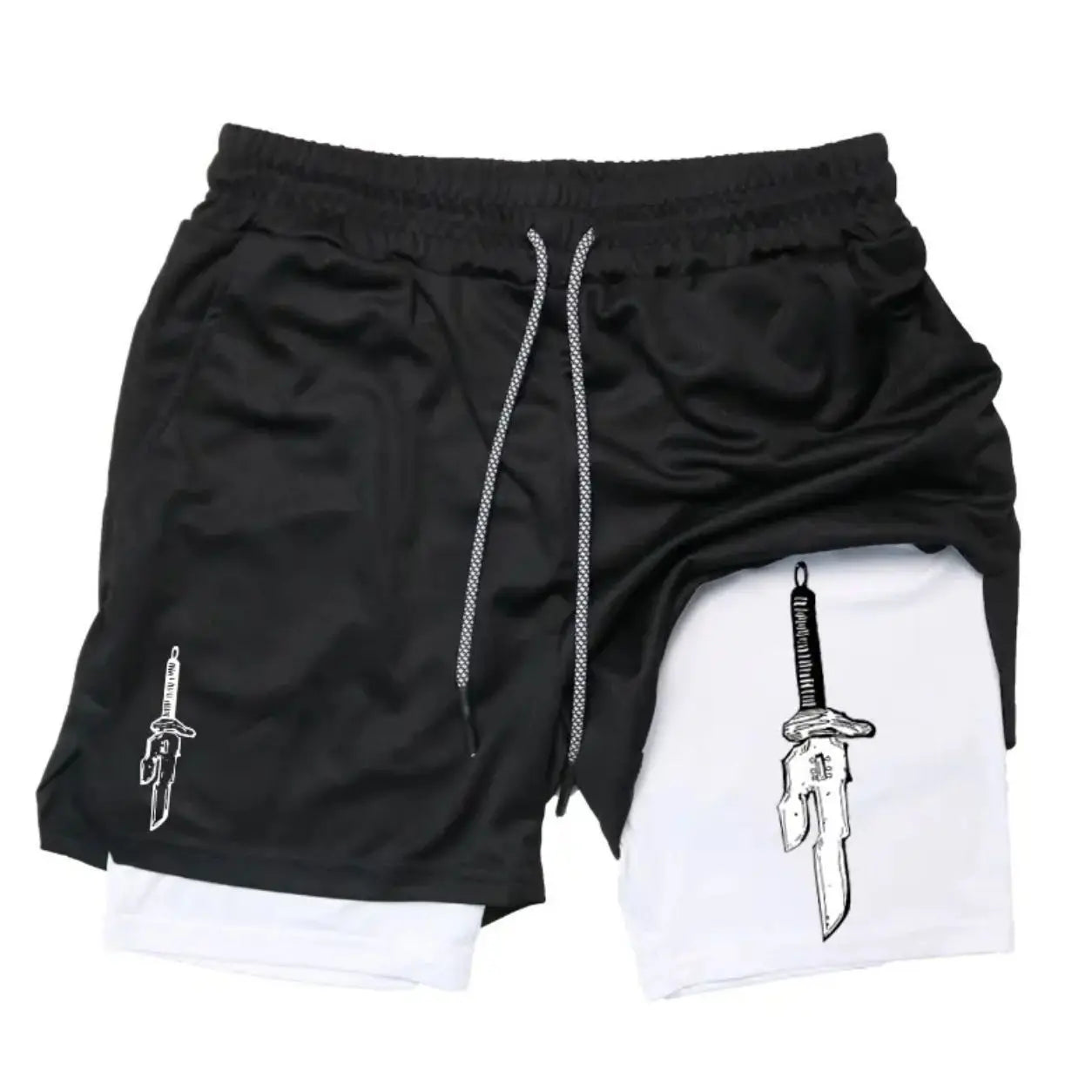 2025 New Summer Anime Pattern Print Adult Double-Layer Fashion Fitness Casual Shorts
