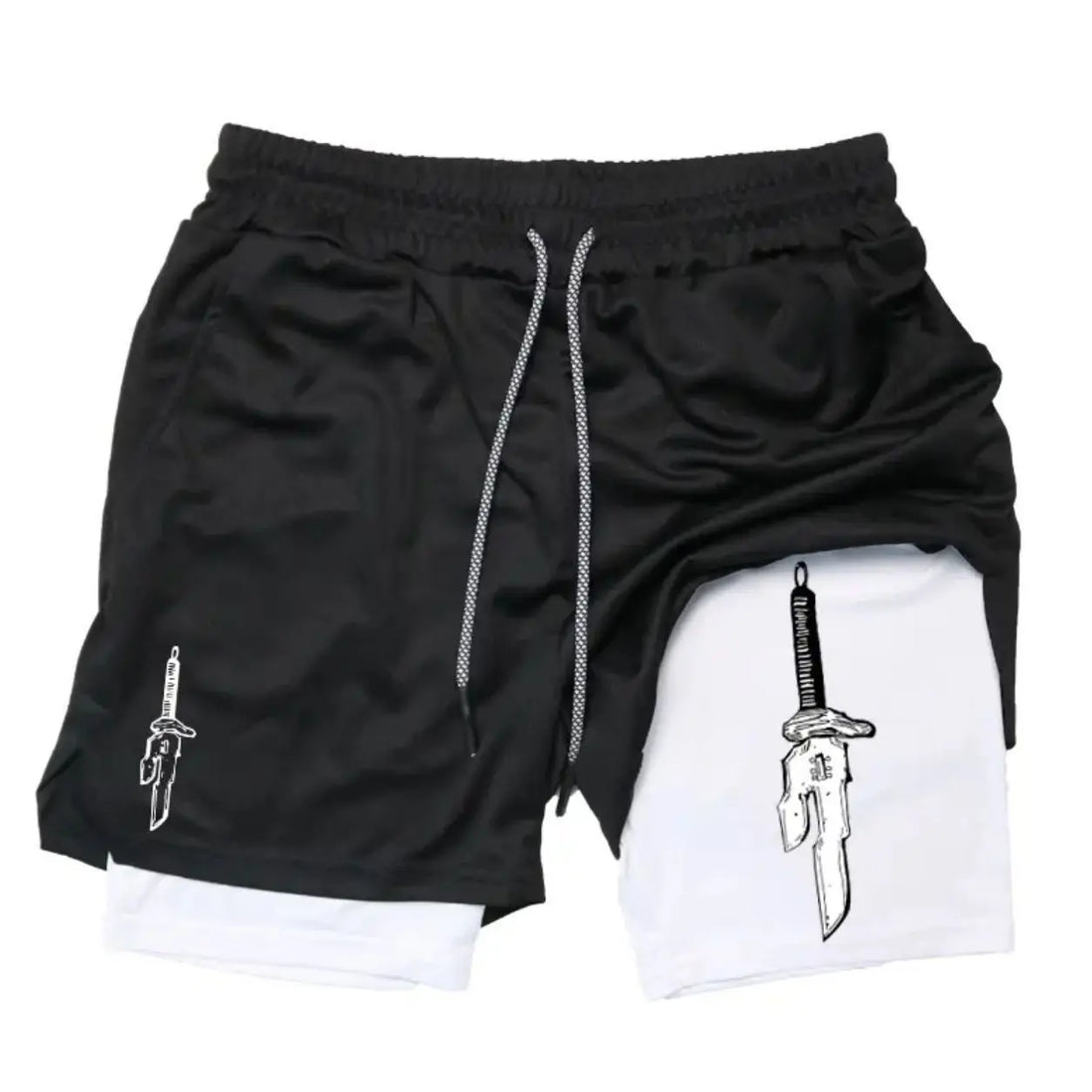 2025 New Summer Anime Pattern Print Adult Double-Layer Fashion Fitness Casual Shorts