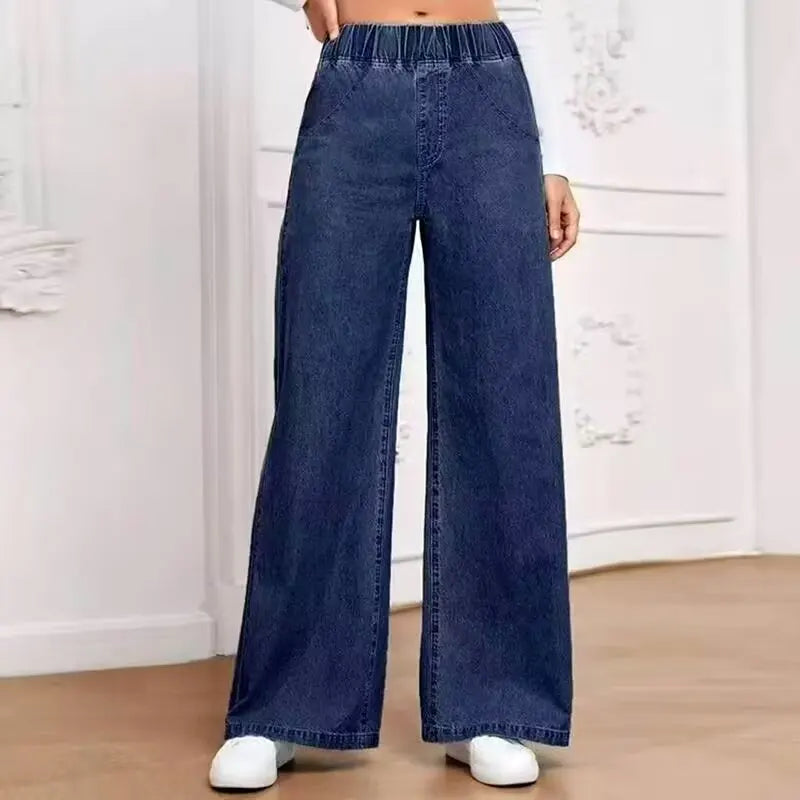 American Style Y2K Deep Blue Bell Bottom Jeans Women's Spring 2026 Slim Fit Bootcut Pants Colorfast Fashion Shorts ATFH