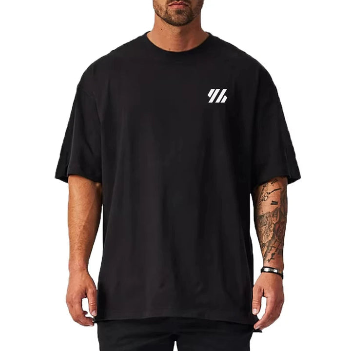2026 Summer Trend Oversized T-shirt Breathable Cotton Blend Minimalist Geometric Logo Print Unisex Casual Short Sleeve Tee ATFH