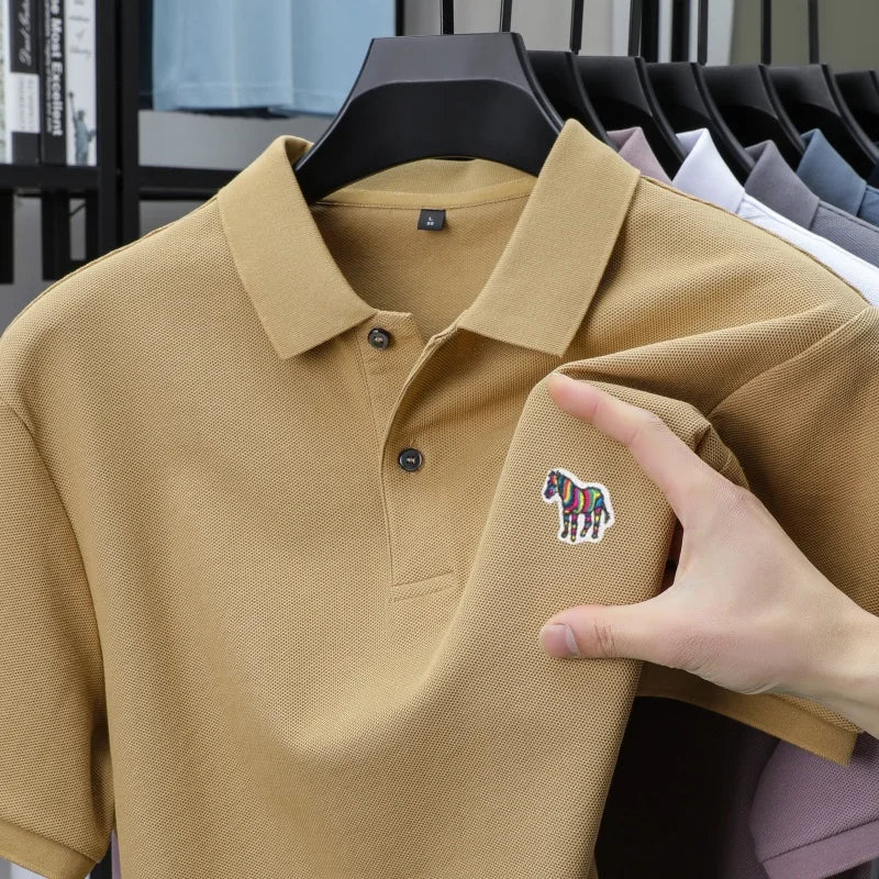 High end Men's Summer New Short Sleeve Breathable Polo Shirt Custom T-shirt Half Sleeved Exquisite Brand Pony Embroidery Top