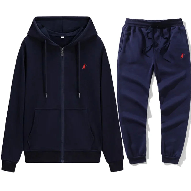 Men's classic hoodies and sport pants for autumn and winter, suitable for casual fitness, warmth and casual sportswear sets in a - ATFH