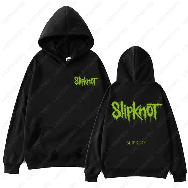 New style Arrival Men's Black Slipknot Graphic Hoodie – Nu Metal Band Print Oversized Fit Streetwear Pullover loose fit