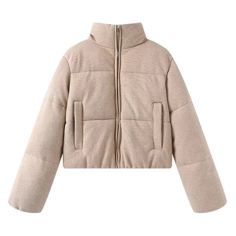 KEYANKETIAN Winter New Women's Stand up Collar Zipper Side Pocket Warm Knitted Cotton Jacket Breadms for Women coat ATFH