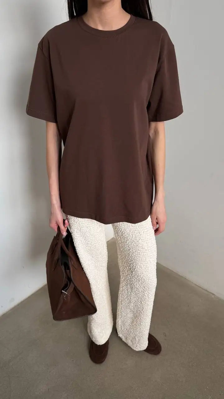 Hirsionsan Basic Cotton T Shirt Women 2026 Summer New Loose Solid Tees 19 Color Casual Loose Tshirt Oversized O Neck Female Tops - ATFH