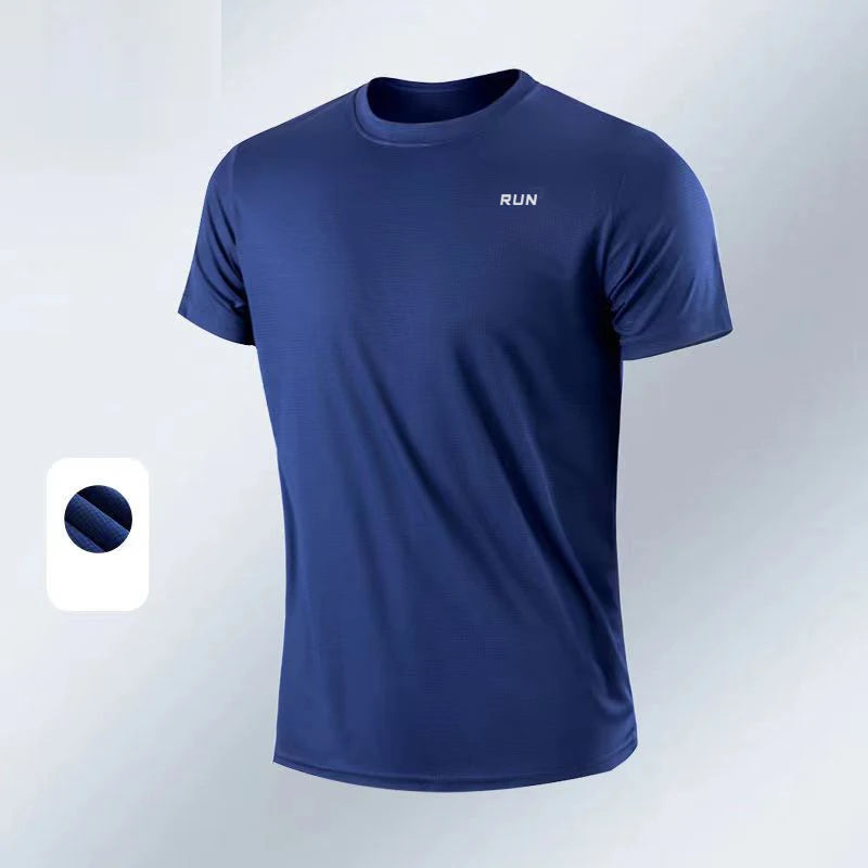 Men Bodybuilding Top Short Sleeve Gym Fitness t-Shirts Man Summer Quick Dry Football Running Shirt Sport Training Jersey Gymwear
