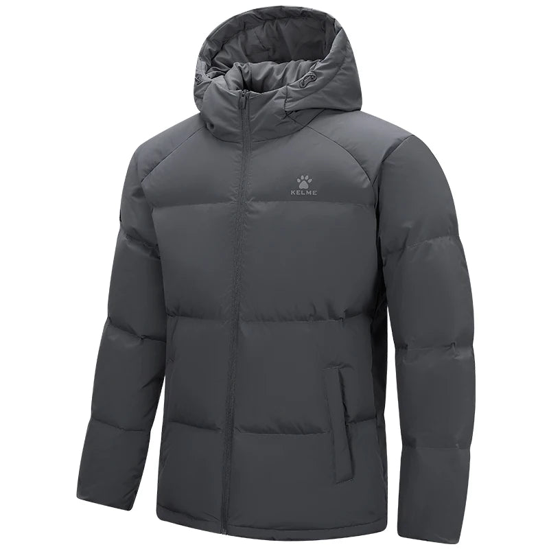 Kelme Men's Outdoor Down Jacket With Graphene Hooded Windbreaker Duck Down Insulated Fashionable Puffer Jacket