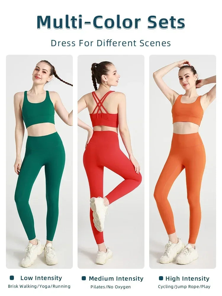 2 Pieces  Women Yoga Set Sport Suit Gymwear Workout Clothes Gym Crop Top High Waist Legging Fitness Bra Set Sports Suit👚👚 - ATFH