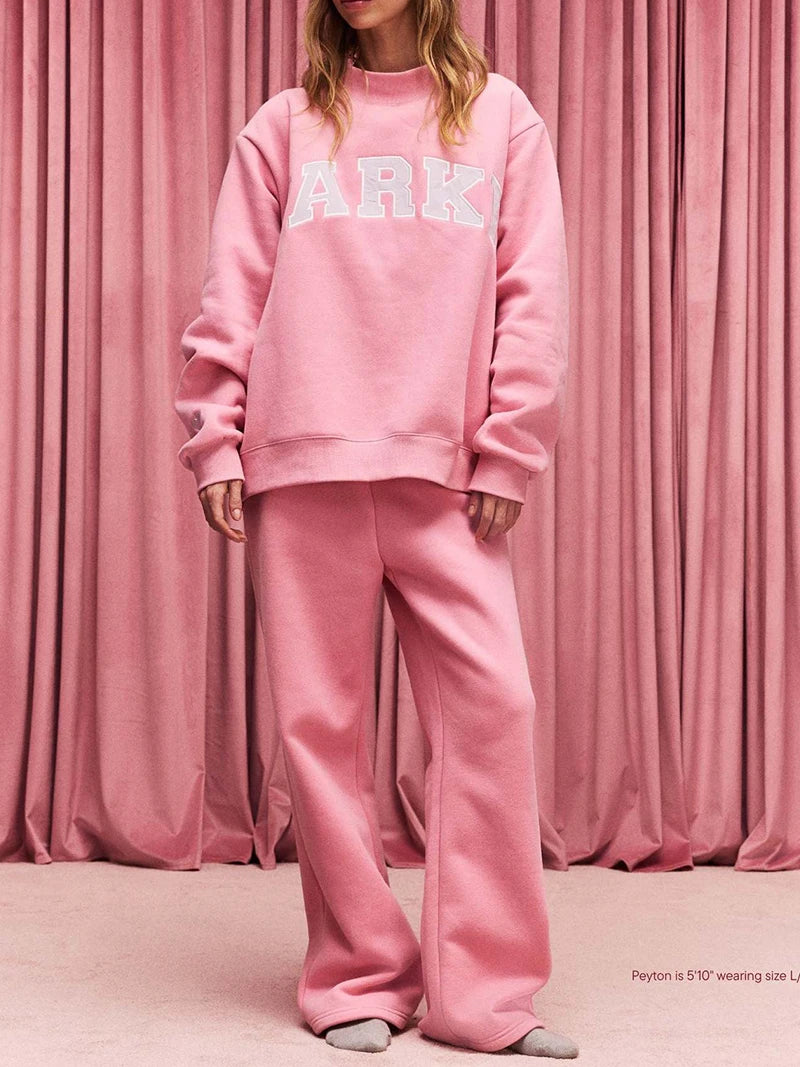 New North American niche PK letter patchwork embroidered love heart embroidery stand collar loose women's sweater - ATFH