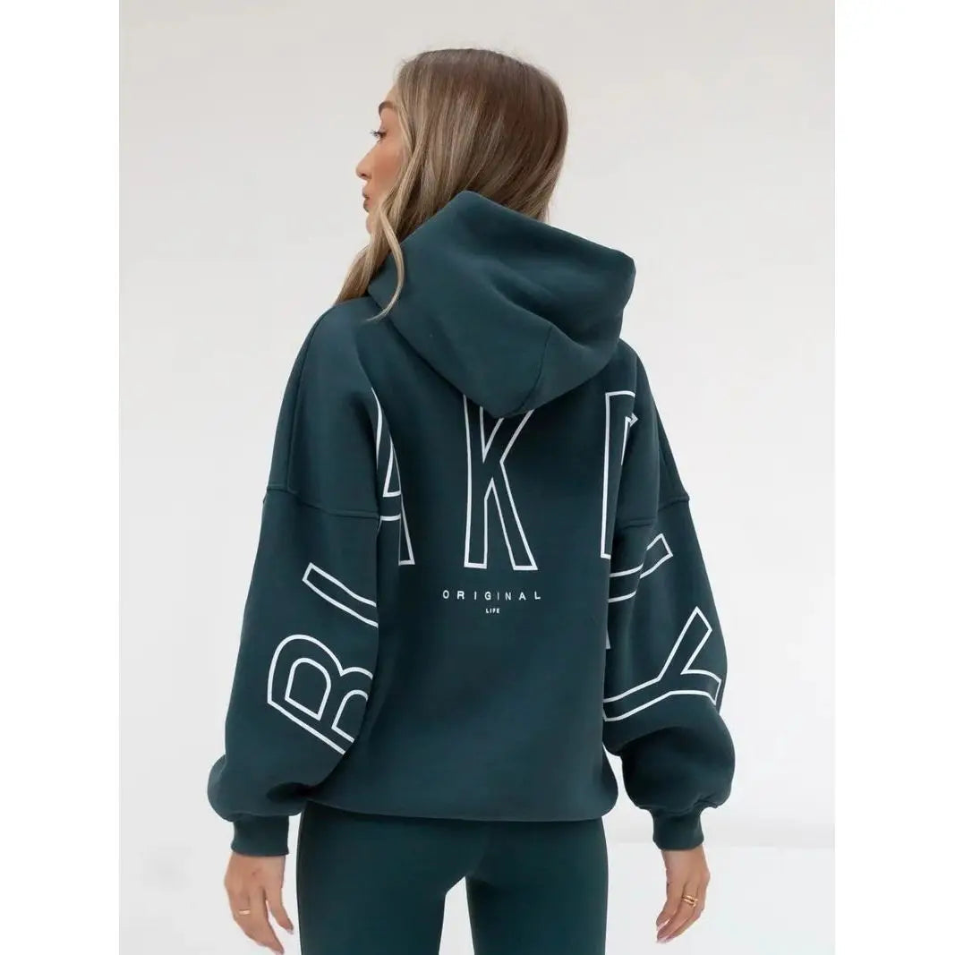 European American Fashion Printed Hooded Hip Hop Sweatshirt 2025 New Cross Border Thickened Versatile Long-sleeved Loose Clothes - ATFH