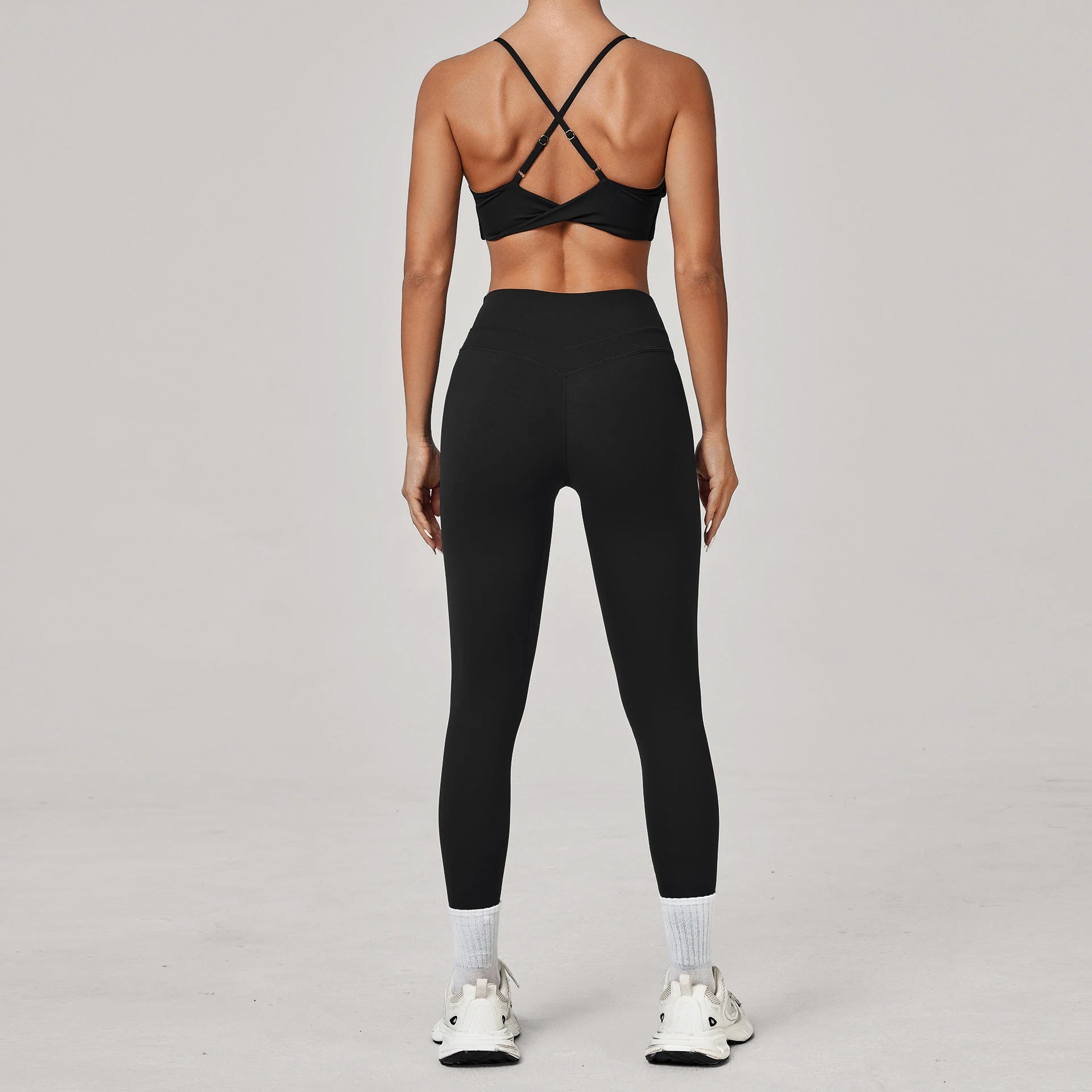2PCS Adjustable Back Yoga Set Women Sportswear Workout Clothes Athletic Wear Gym Legging Fitness Twist Bra Sports Suit XP114 - ATFH