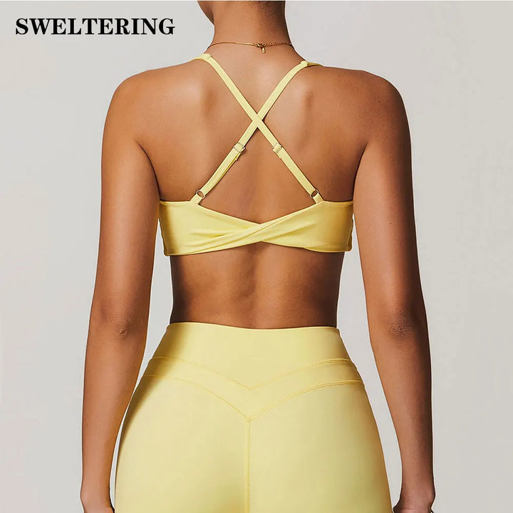 SWELTERING Women Fitness Yoga Bras Race Back Sports Bras Nylon Top Women Bra Sexy Crisscross Breathable Underwear For Women Gym - ATFH
