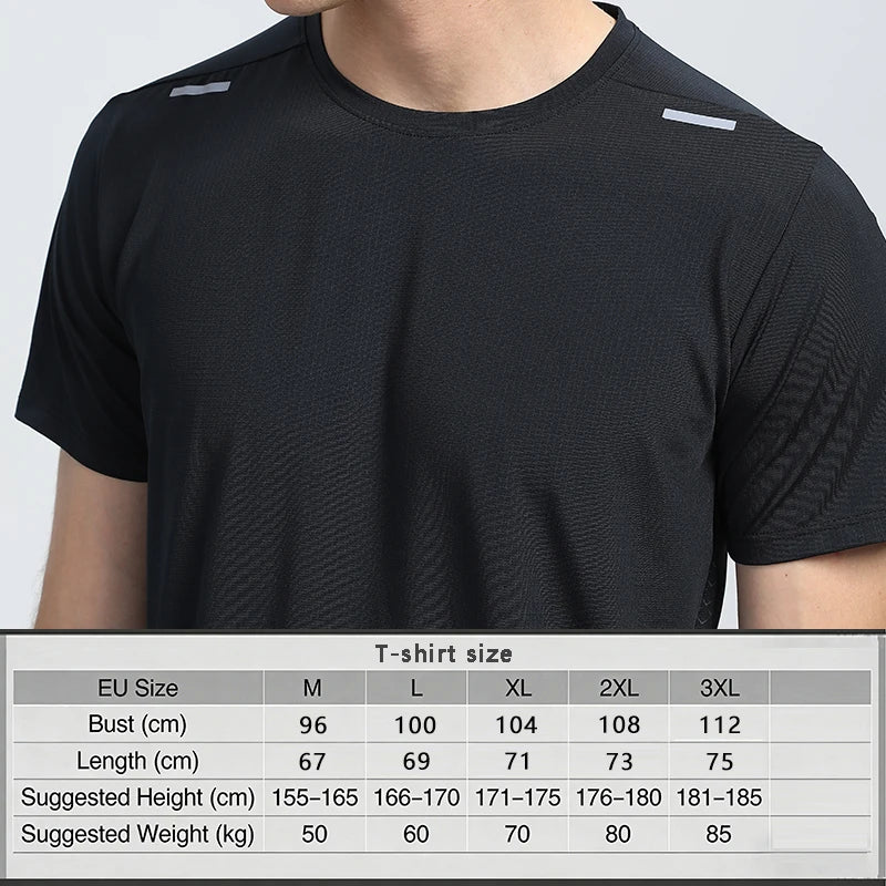 Quick Dry Running T-shirt Men Gym Sports Shirt Comfortable Breathable Outdoor Hiking Fitness Jogging Top