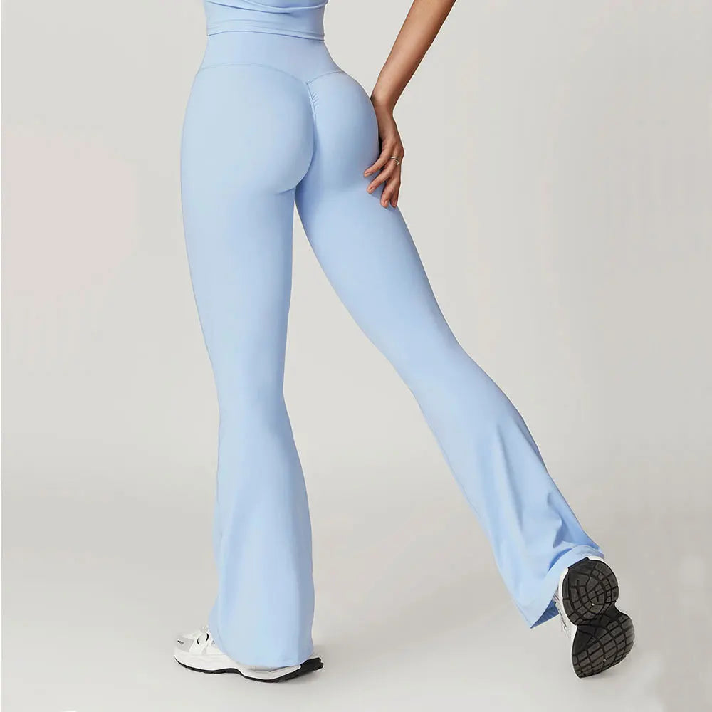 Flared Pants Women Yoga Bell-bottoms Tight Lifting Dance High Waist Tights Sport Pants Gym Running Breathable Fitness Leggings ATFH