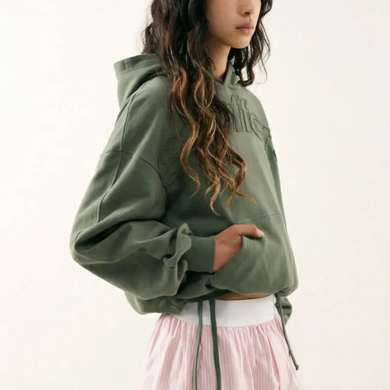 Raw-edge appliqué Sweatshirt y2k Fashion Street styl Men's / Women's Casual Hoodies High Quality Cotton Loose Pullover Tops - ATFH