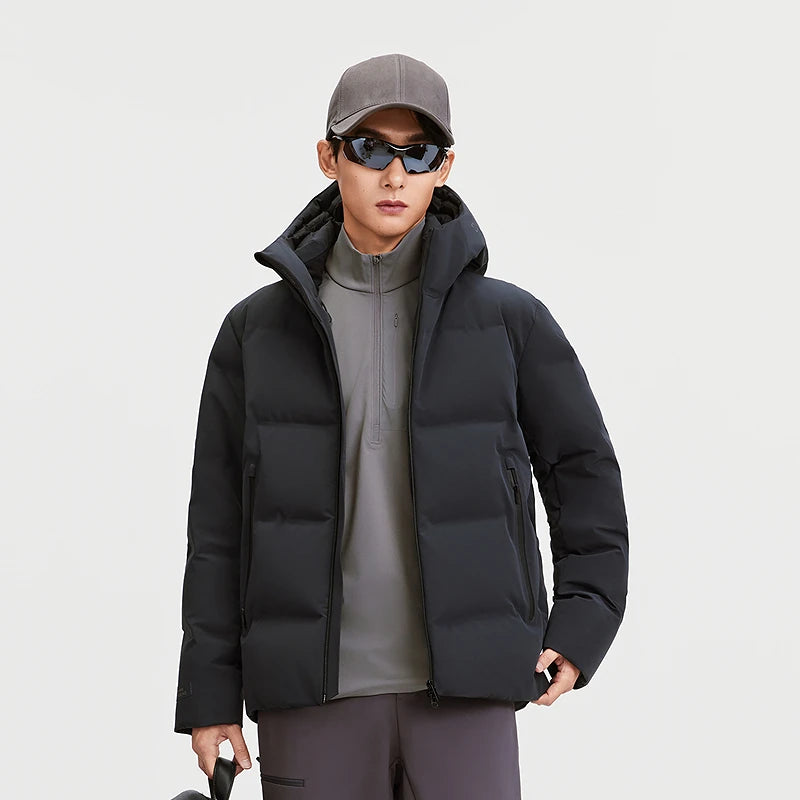 Bosiden Mens Winter Goose Down Jacket Slim Fit Hooded Thermal Coat Windproof Outdoor Parka