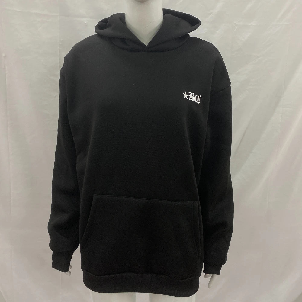 Men's and women's loose fitting pullover hooded long sleeved sweatshirt, mini letter embroidered bag, same loose casual pants