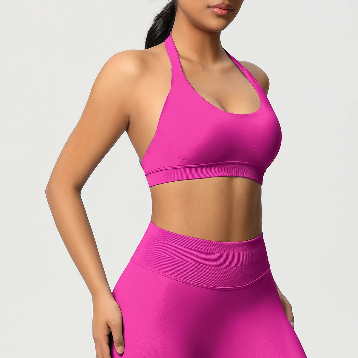 High Stretch Sports Bra Women Halter Seamless Yoga Bra Padded Backless Sports Bras Gym Crop Top Push Up Workout Yoga Tops Woman - ATFH