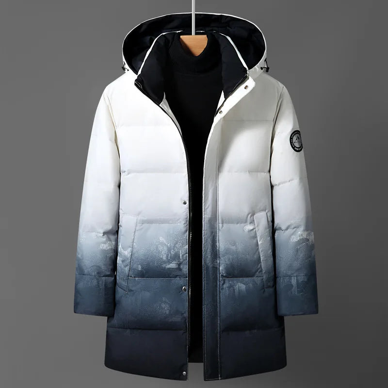 Luxury Men's Winter Padded Jackets Man Down Coats Parka White Goose Down Jacket Clothes Hooded Long Padding Puffer Jcket HXY299