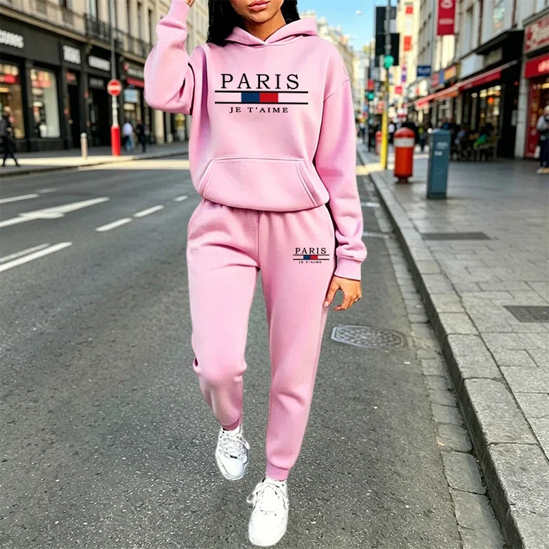 Hot Sales Women's Outfits 2026 Casual Hooded Sweatshirt Suit Outdoors Sports Jogging Clothing AutumnWinter Warm Woman Pants Sets