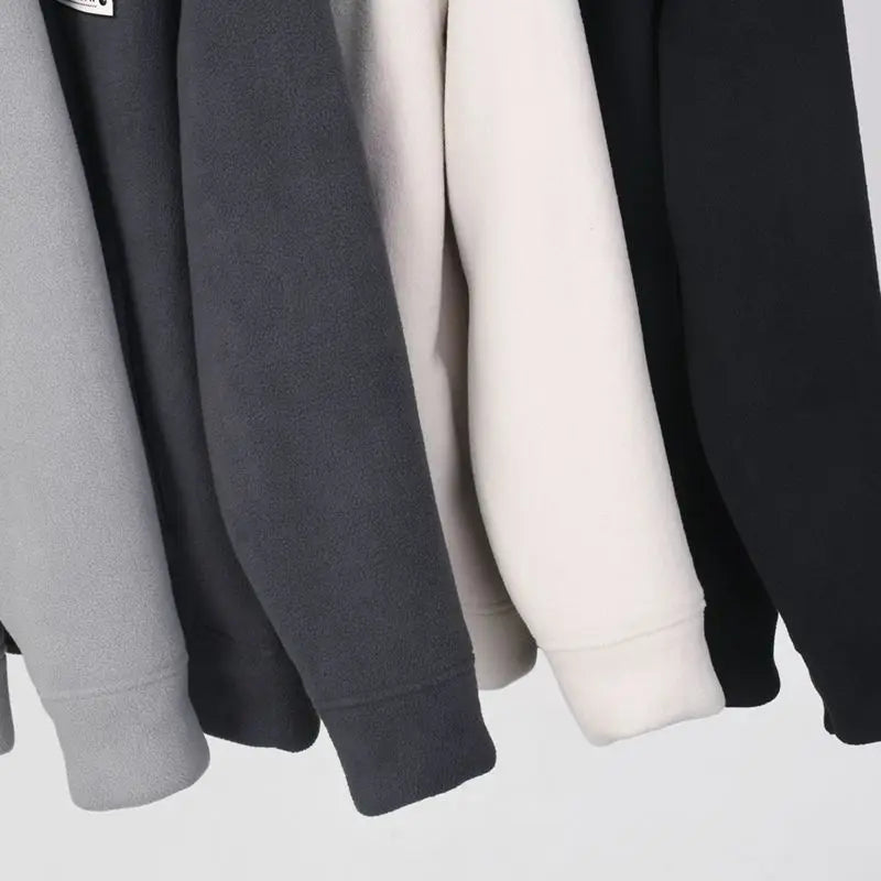 New Men's Warm Fleece Hoodie Winter Full-Zip Loose Fit Oversize Sweatshirt Coat Casual Thickened Coldproof Hooded Cardigan - ATFH