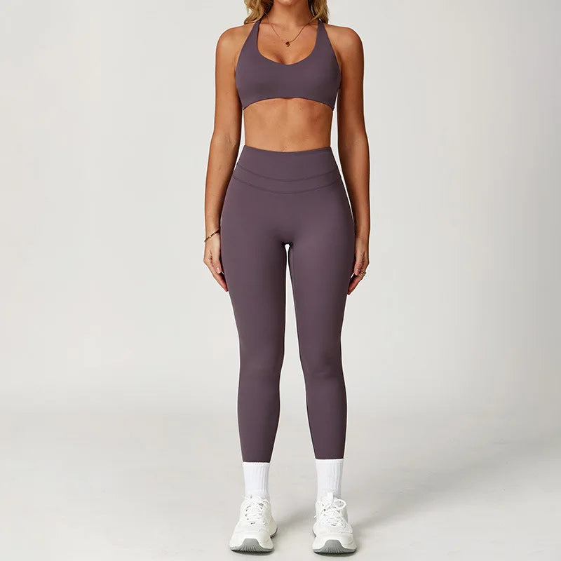 2 Pieces Sportswear Women Yoga Set Gym Clothes Sportswear Yoga Suits Fitness Set Tracksuits Sports Bra Gym High Waist Leggings - ATFH