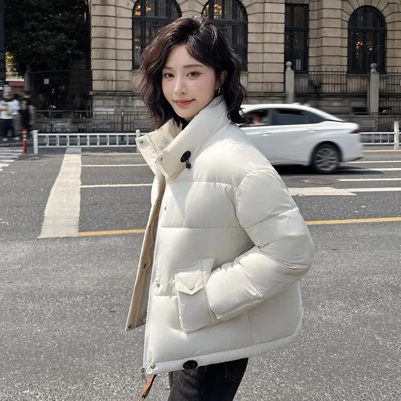 2026New Down Cotton-Padded Jacket Women Short Parkas Korean Winter Loose Warm Cotton Coat Bread Outwear Fashion Female Overcoat