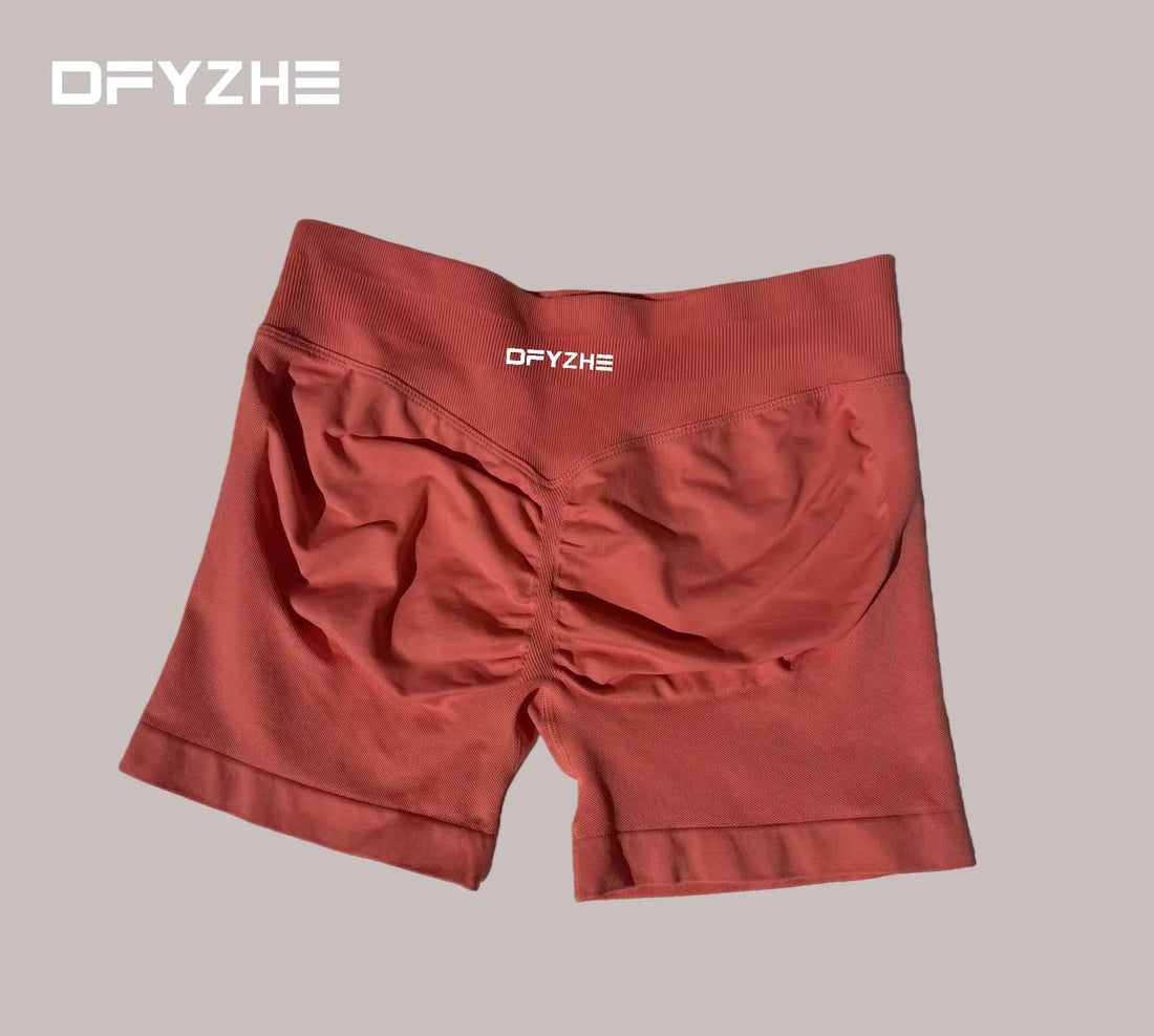 DFYZHE Women's Impact Shorts 4.5" – Seamless High Waist Ribbed Workout Shorts for Yoga Cycling & Fitness Tahsi Fashion House