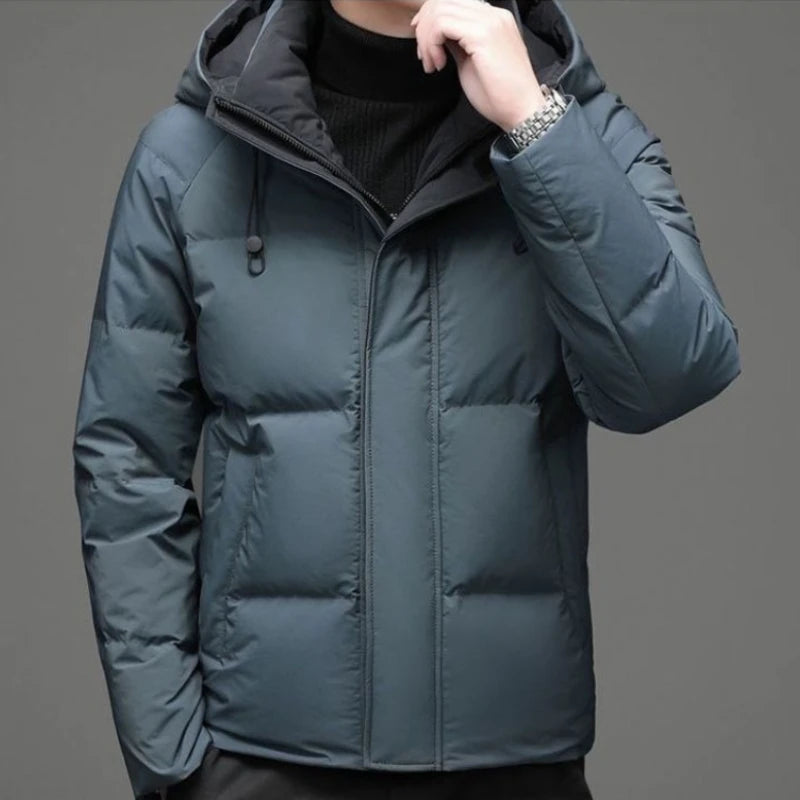 2023 New Men Down Jacket Winter Coat Short Thicken Warm Remove The Cap Parkas Loose Simple Outwear Hooded Leisure Overcoat