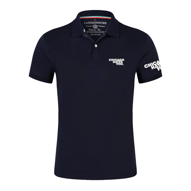 2025 Chicago Hates You Same Men's New Summer Hight Quality Regular Polos T-Shirt Short Sleeves Fashion Casual Lapel Sports Tops