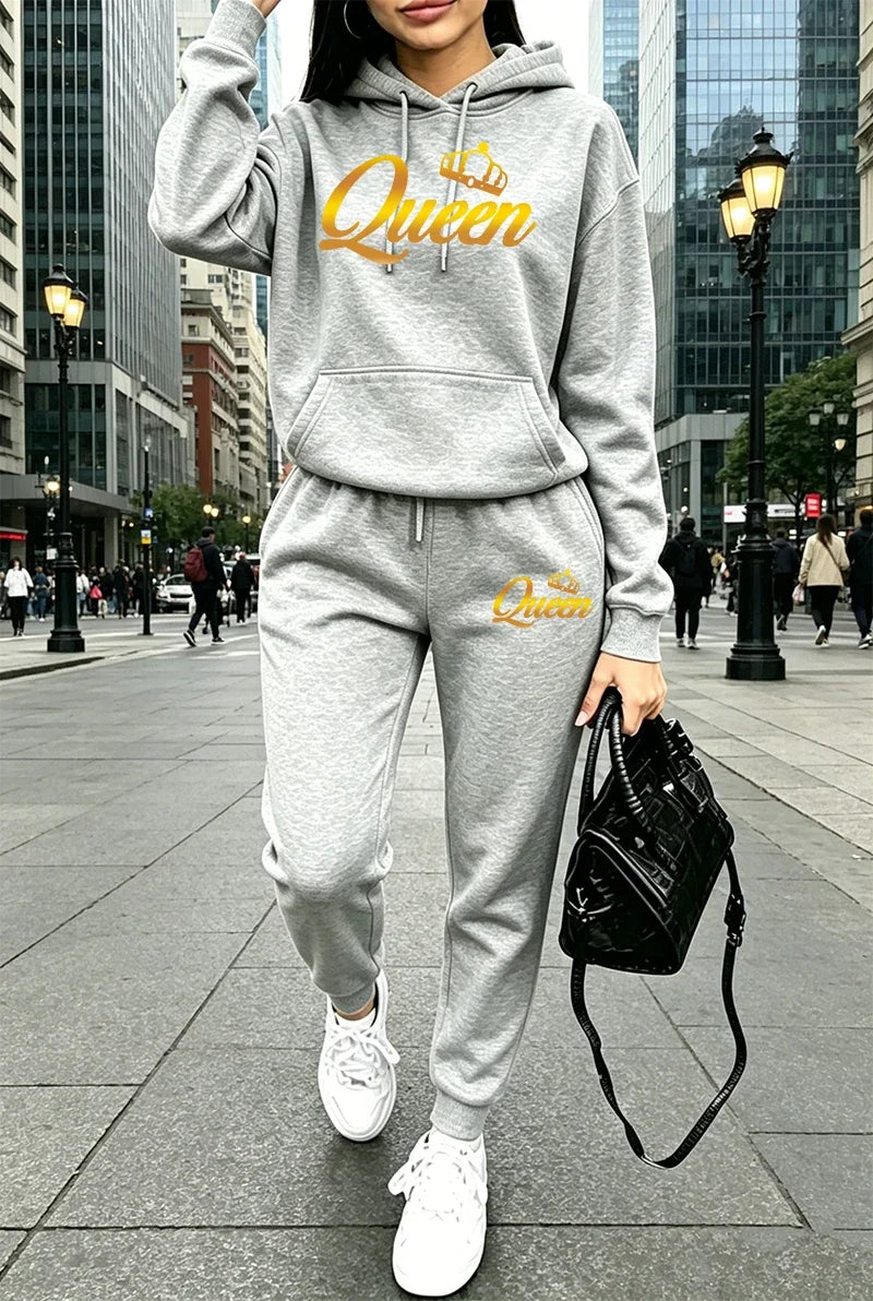 Autumn Winter Women's Outfits Printing Casual Hooded Sweatshirts Outdoors Sports Jogging Clothing Hot Sales Single Hoodie Pants