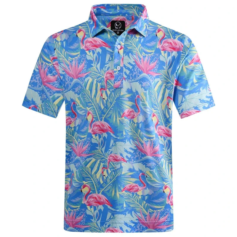 Hawaiian Plants Polo Shirt Man Summer 3D Print Leaves Flower Short Sleeve Golf Polo Shirts Oversized Street Tops Shirt Clothes