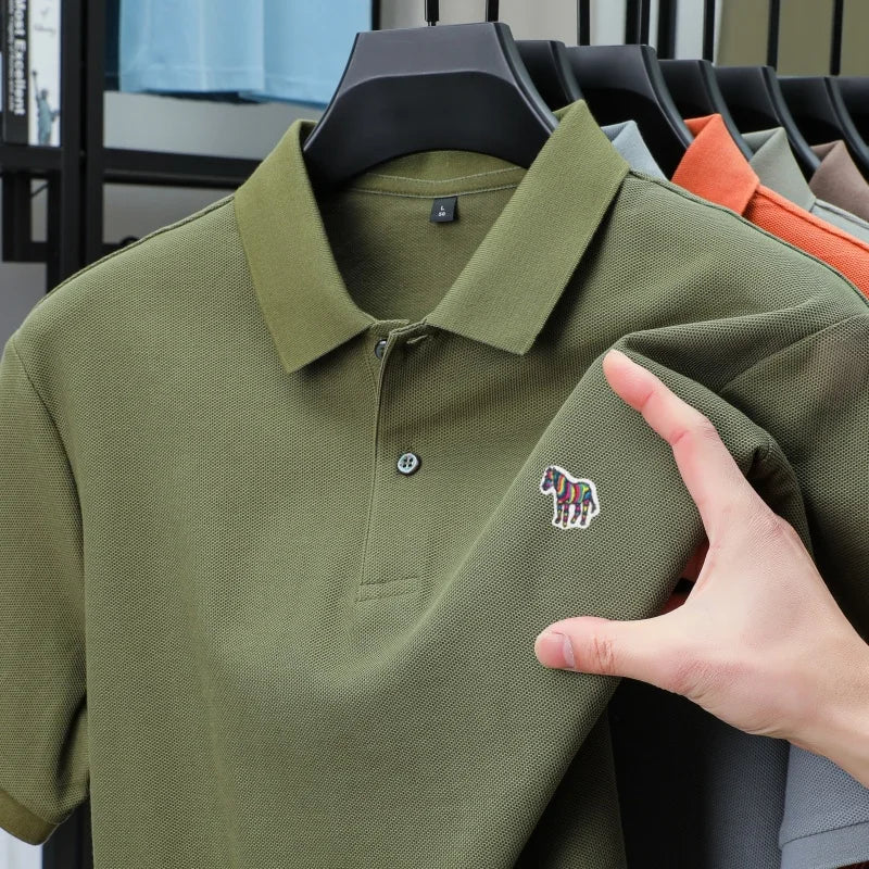 High end Men's Summer New Short Sleeve Breathable Polo Shirt Custom T-shirt Half Sleeved Exquisite Brand Pony Embroidery Top