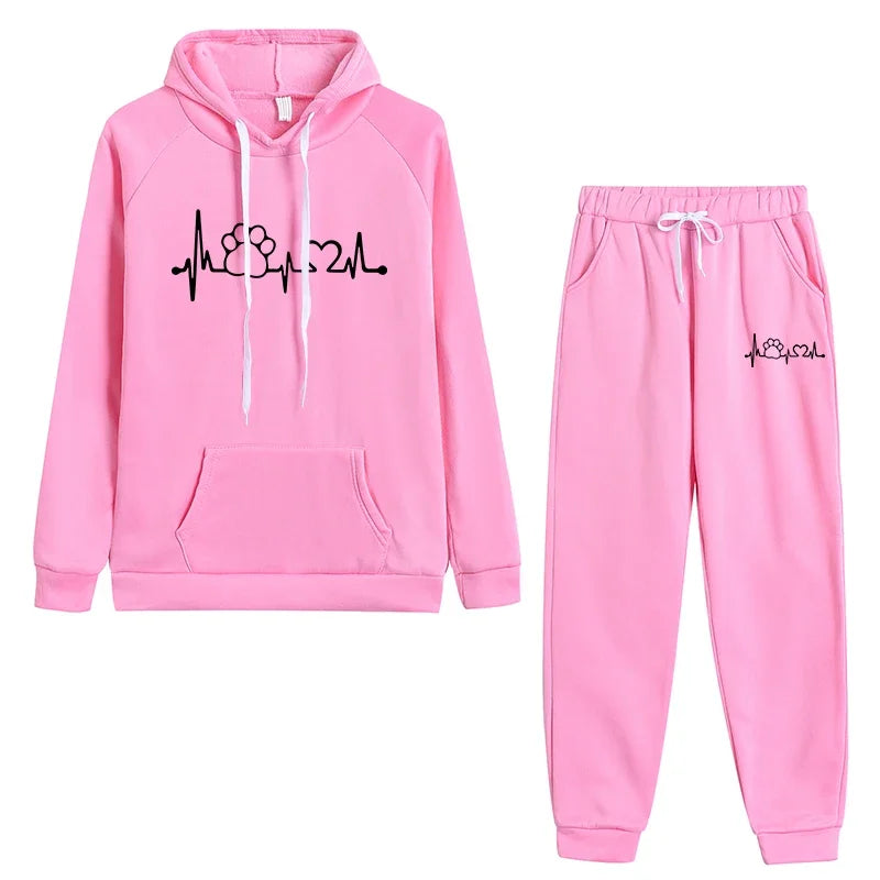 2025 Autumn and Winter 2 Piece Set Women Hoodies Pant Clothing Clothes Pullover Women Tracksuit Set Top Sweatshirts Sweatpants
