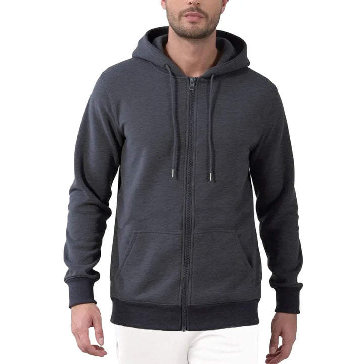 Spring Autumn Men's Zipper Sweatshirt Jacket Solid Color Hooded Basic Simple Style Casual Comfortable Outwear Male Streetwear - ATFH