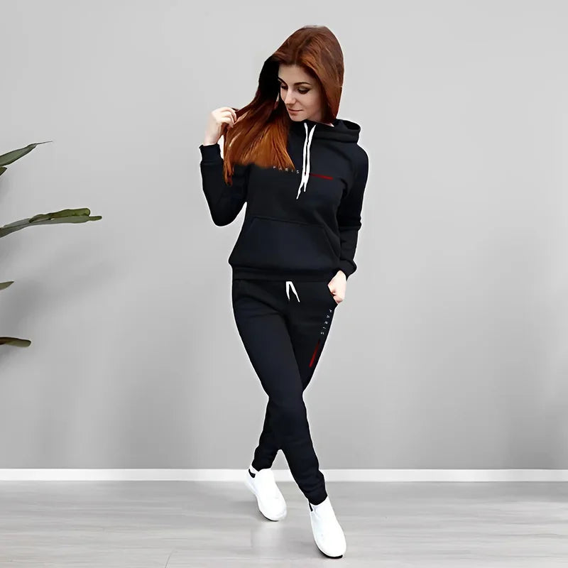 Women Tracksuit Autumn Winter Printing Hooded Suit Quality Ladies Daily Jogging Sport Woman Two piece Set Outfits Fashion Casual