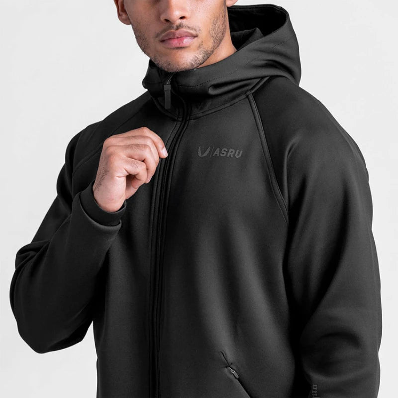 Men's Zipper Hooded Sweatshirt Gym Workout Hoodies Spring and Autumn Loose Fitness Hoodies Sports Casual Zipper Jacket Clothing - ATFH