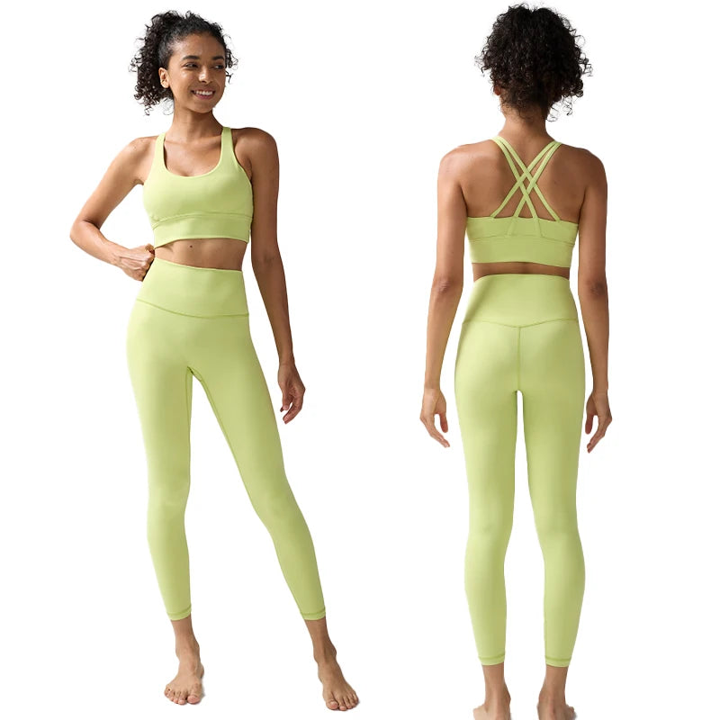 Women's Yoga Set Workout Set 2 Piece High Waist Yoga Leggings Sports Bra Gym Suit Activewear Sports Fitness Set Sports Suit - ATFH