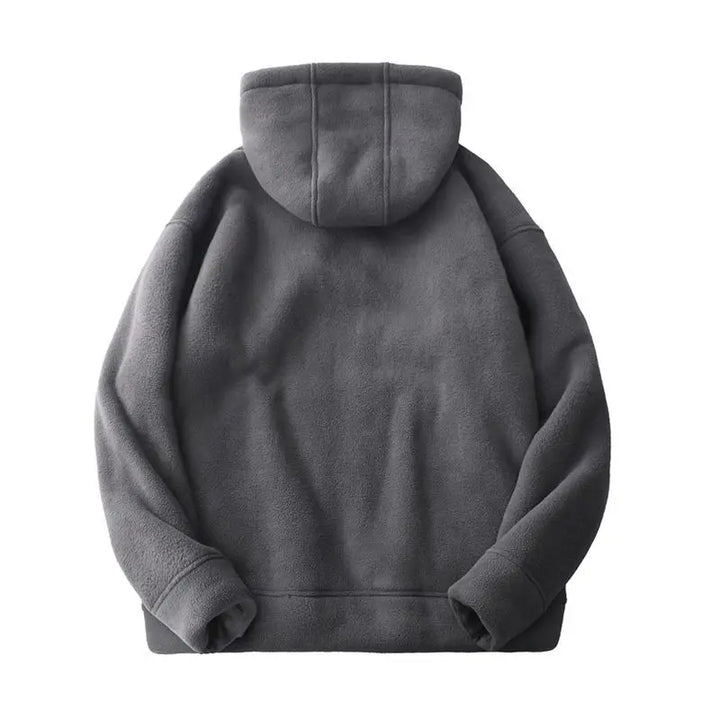 New Men's Warm Fleece Hoodie Winter Full-Zip Loose Fit Oversize Sweatshirt Coat Casual Thickened Coldproof Hooded Cardigan - ATFH