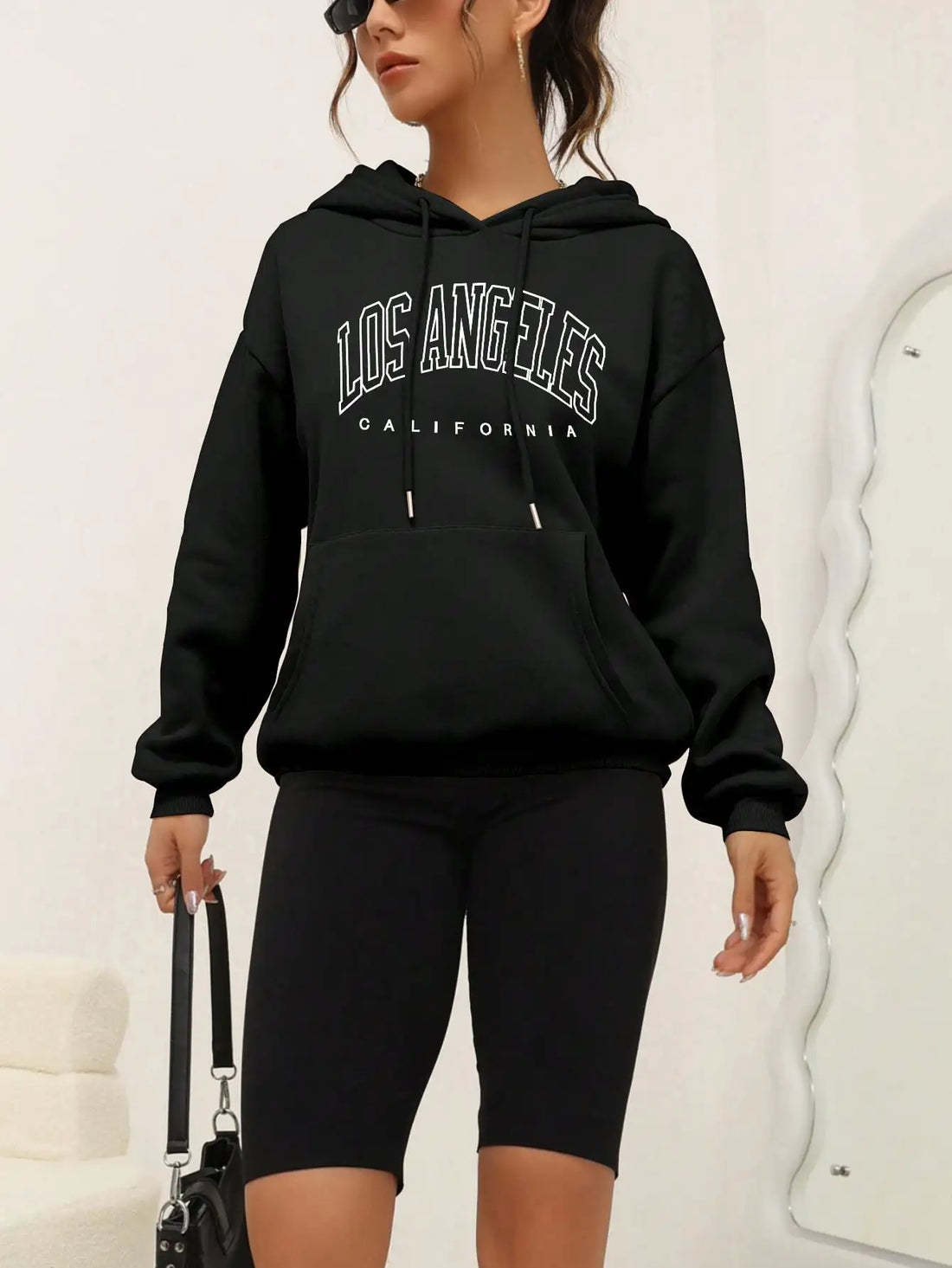 Los Angeles Art Letter Design Women Hoodies American Style Casual Hoody Autumn Hip Hop Female Hoodie Casual Fleece Clothing - ATFH
