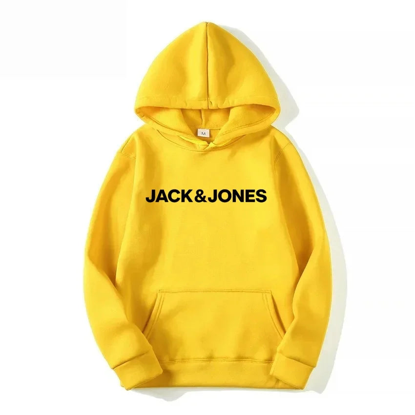 Jack & Jones Men's and Women's Hooded Sweatshirts, Fashionable Loose and Casual, Comfortable Printed Sportswear, Streetwear - ATFH