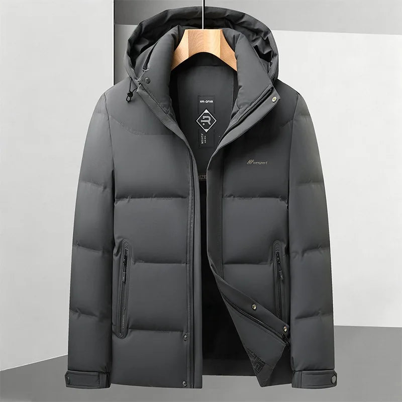 New Arrival Men's Down Jacket Winter Detachable Hat Zipper Version, Youth Business Casual Warm Down Thick Plus Size M-3XL 4XL