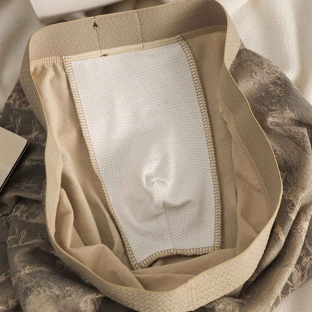 3PCS/Pack 100% Cotton Luxury Print Boxers Hombre 3D Mesh Breathable Antibacterial Pouch Underwear Comfortable Soft Men's Panties
