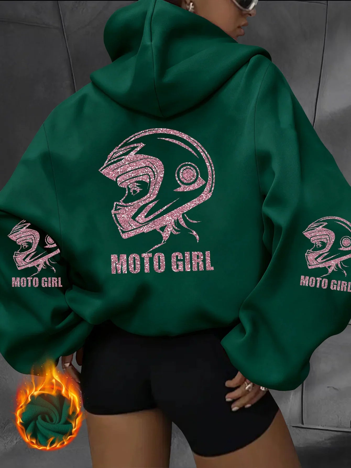 Unisex Motorcycle Hoodie Moto Girl Helmet Graphic Oversized Pullover Sweatshirt Biker Streetwear Autumn Winter