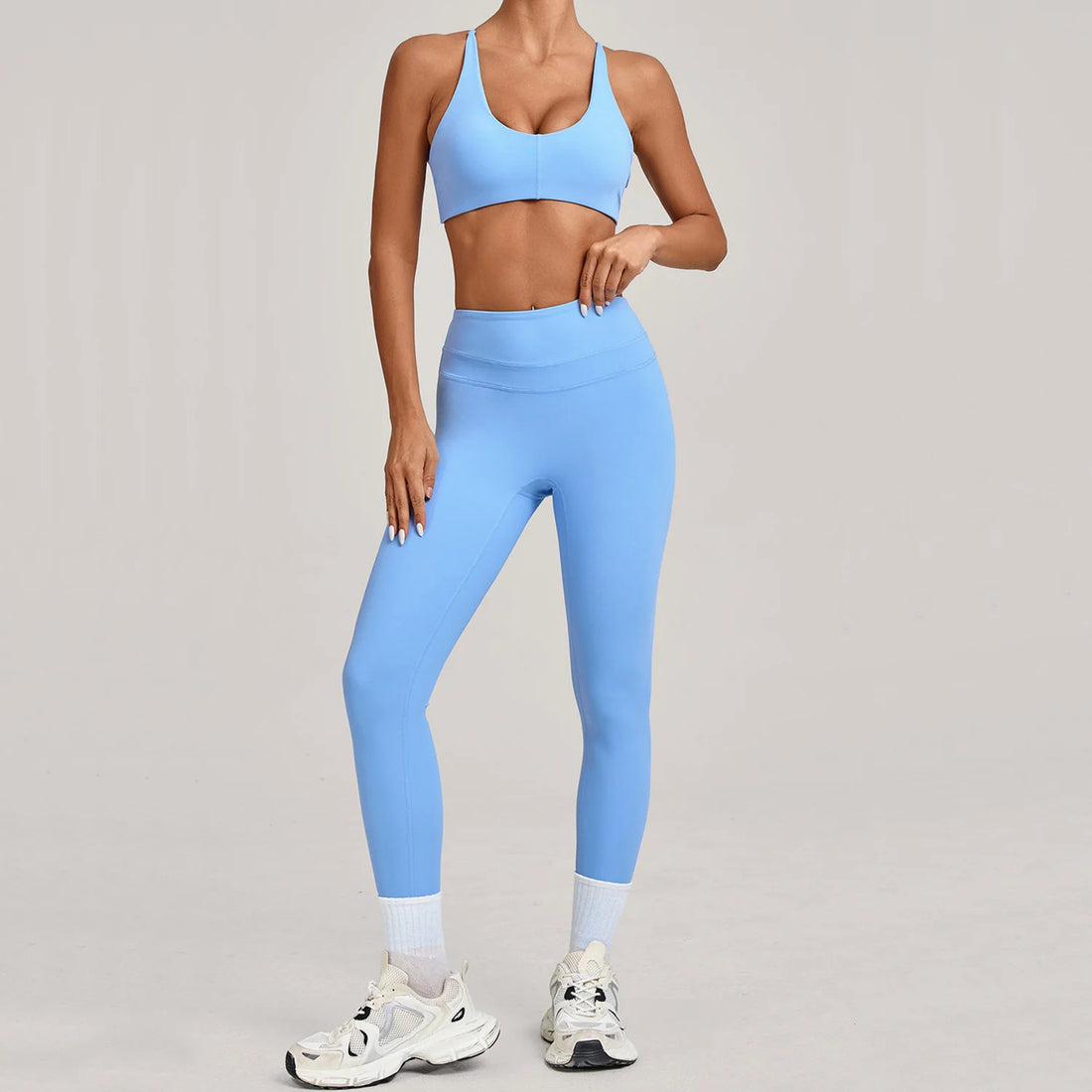 2PCS Adjustable Back Yoga Set Women Sportswear Workout Clothes Athletic Wear Gym Legging Fitness Twist Bra Sports Suit XP114 - ATFH